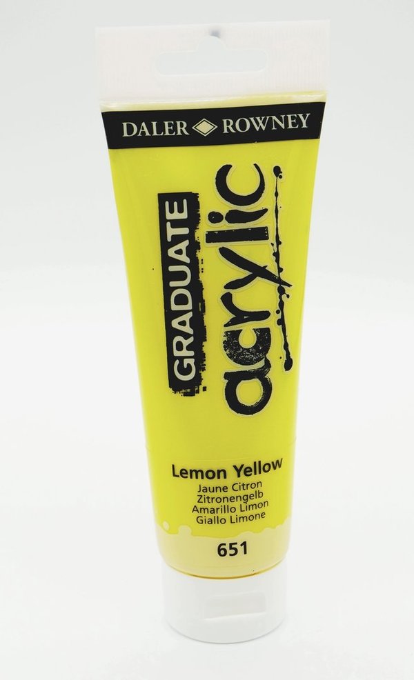 Daler - Rowney Graduate akryyliväri 120 ml sitruunankeltainen (Lemon Yellow) 651