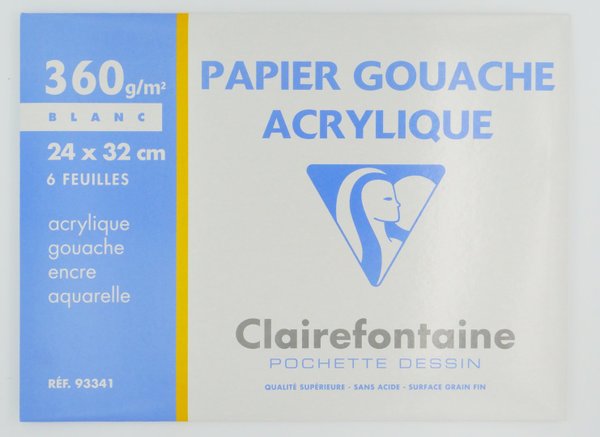 Clairefontaine lehtiö A4 360 g akryyli- ja akvarellimaalaamiseen