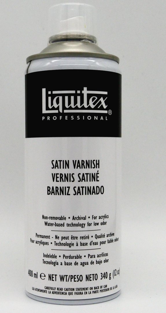 Satiinipintainen Liquitexin sprayvernissa (400 ml) akryyliväreille.